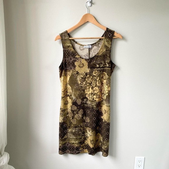 Vintage Marie Claire Whimsical Gold Brown Dress - Picture 2 of 5